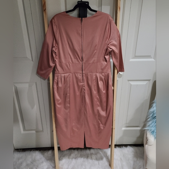 NWT Deadly Dames by Micheline Pitt Satin Dusty Mauve Retro/Pin-up style dress - Picture 4 of 4